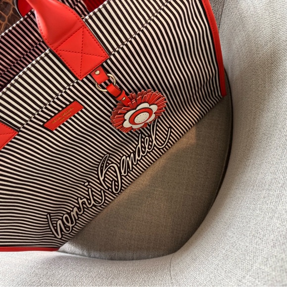 Henri Bendel Black and Orange Striped Tote XL size - Picture 9 of 11